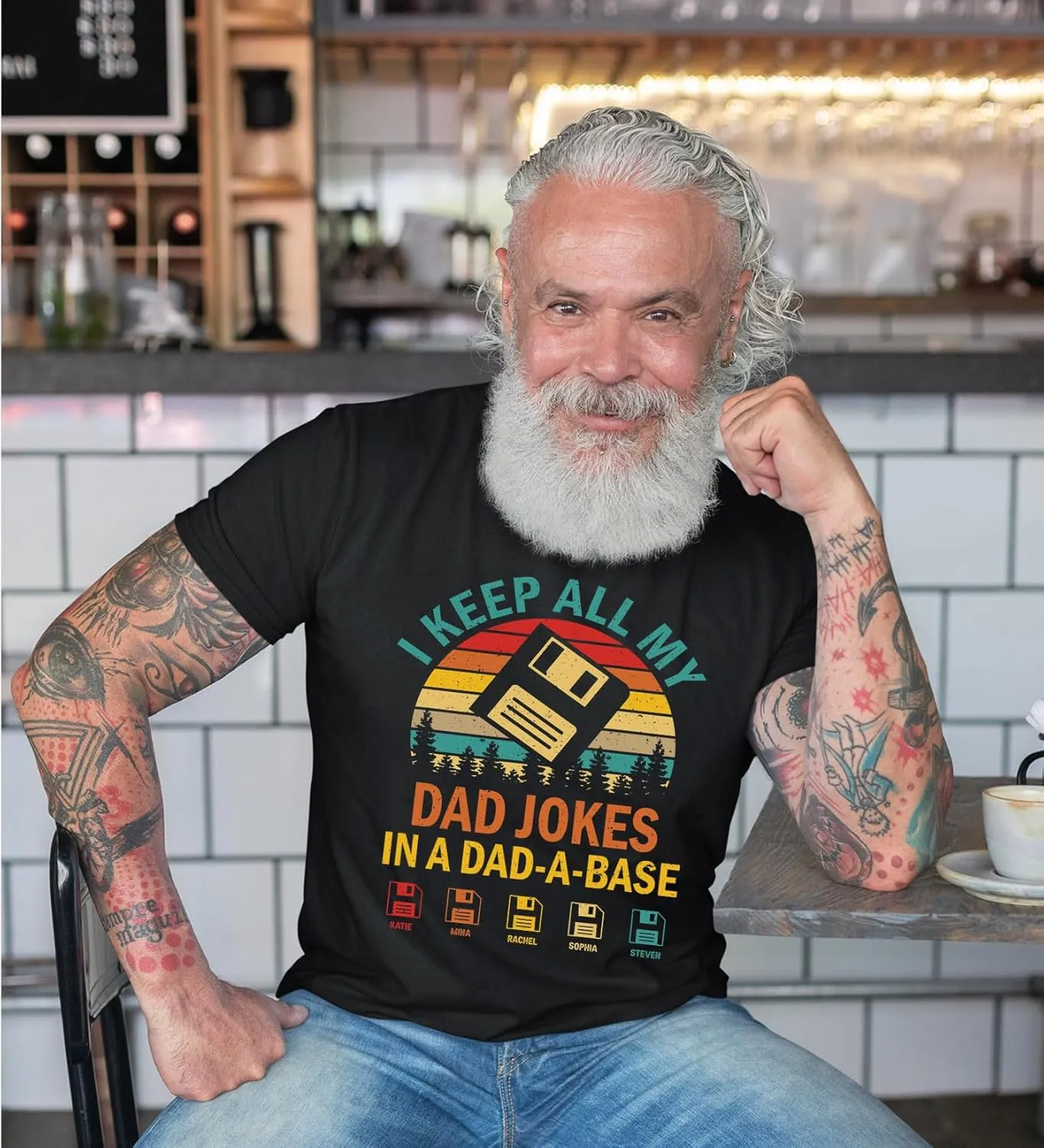 Personalized Dad Jokes Shirt, Dad Shirts for Men, I Keep All My Dad Jokes in A Dad-A-Base, Funny Dad Jokes in