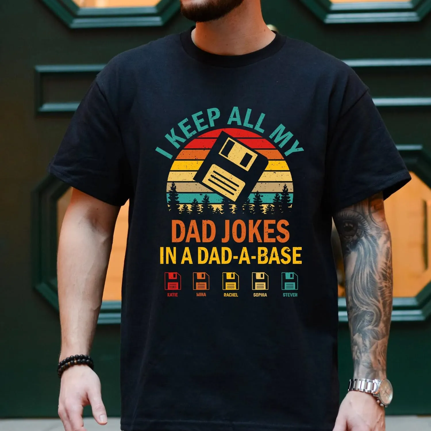Personalized Dad Jokes Shirt, Dad Shirts for Men, I Keep All My Dad Jokes in A Dad-A-Base, Funny Dad Jokes in