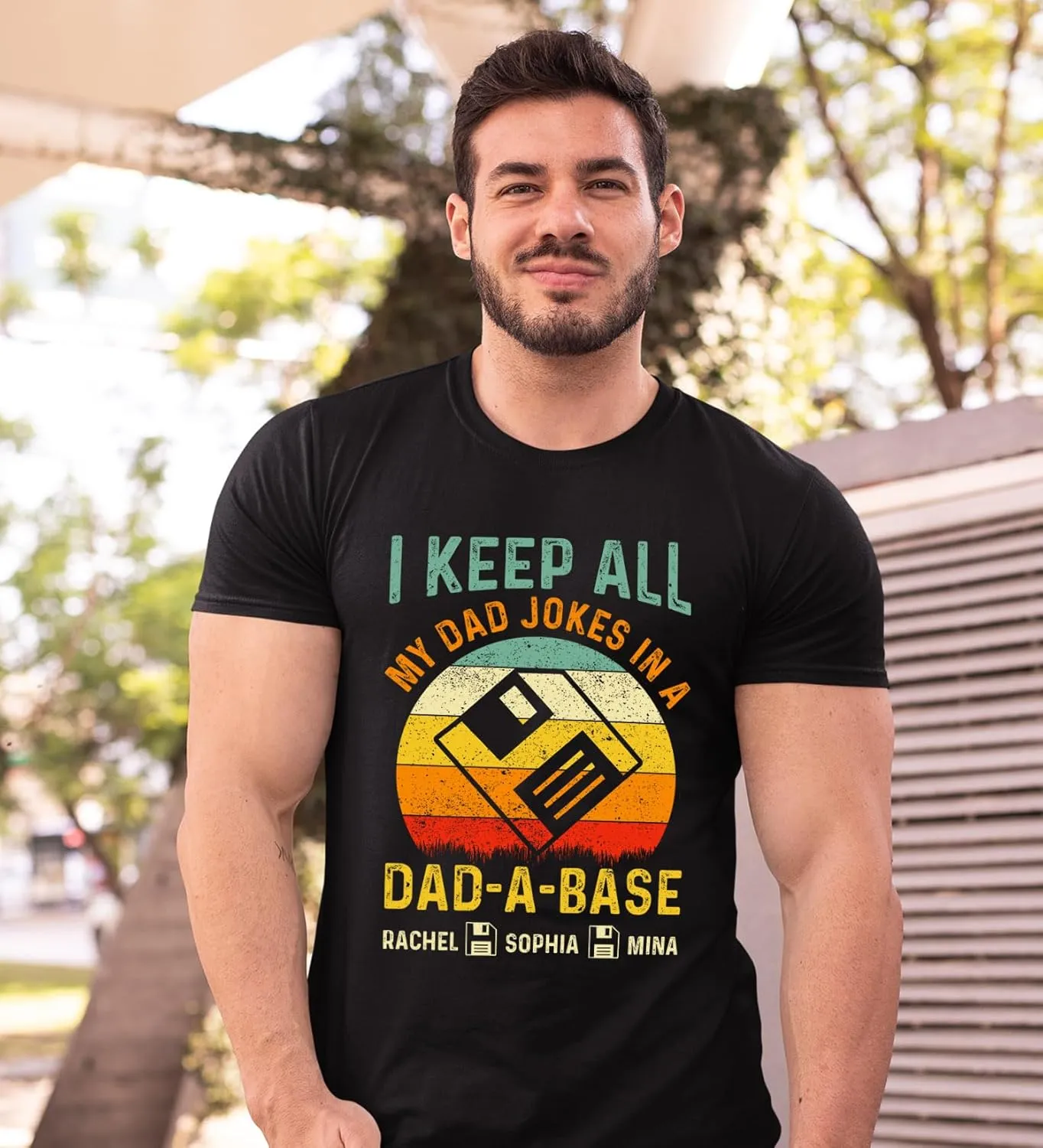 Personalized Dad Jokes Shirt, Dad Shirts for Men, I Keep All My Dad Jokes in A Dad-A-Base, Funny Dad Jokes in