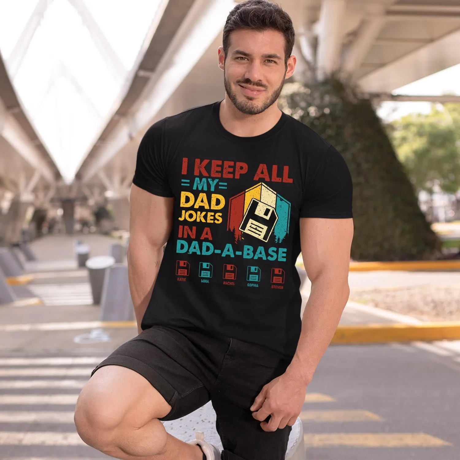 Personalized Dad Jokes Shirt, Dad Shirts for Men, I Keep All My Dad Jokes in A Dad-A-Base, Funny Dad Jokes in