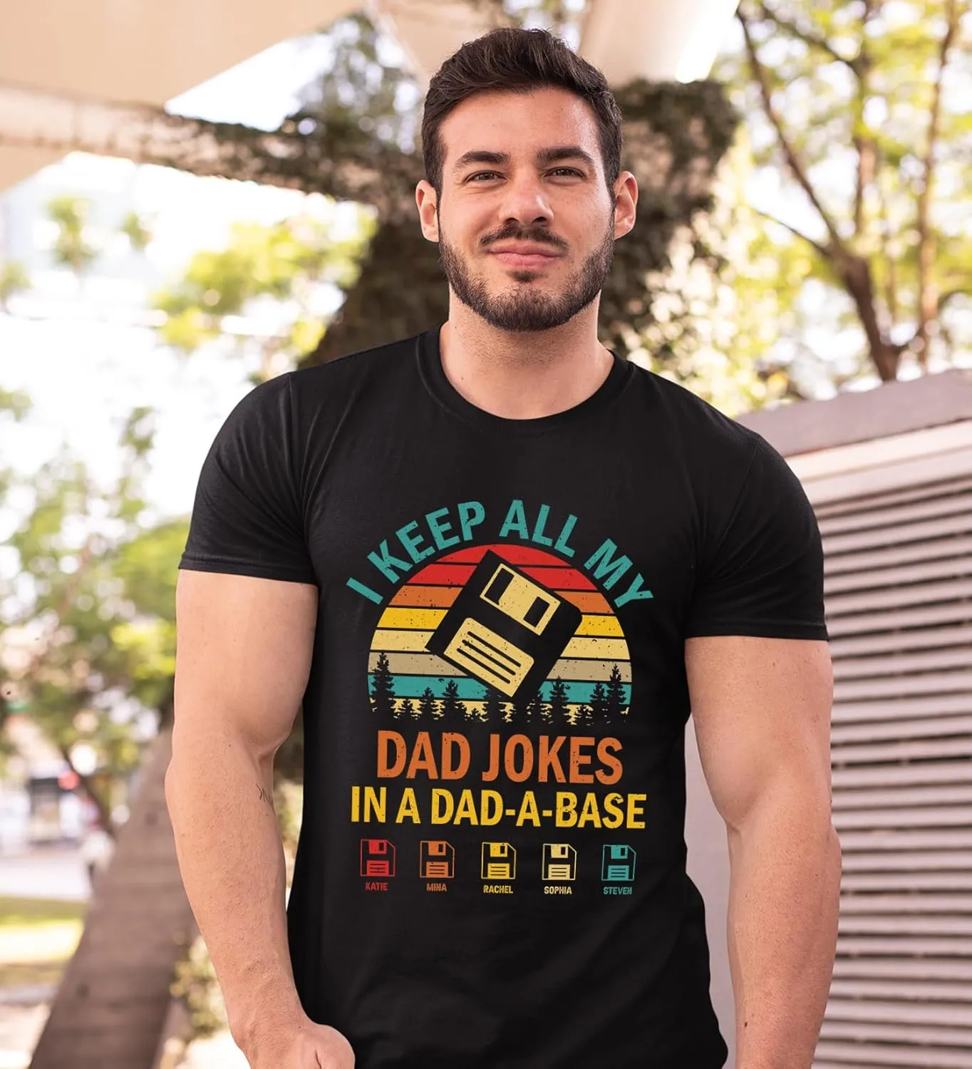 Personalized Dad Jokes Shirt, Dad Shirts for Men, I Keep All My Dad Jokes in A Dad-A-Base, Funny Dad Jokes in
