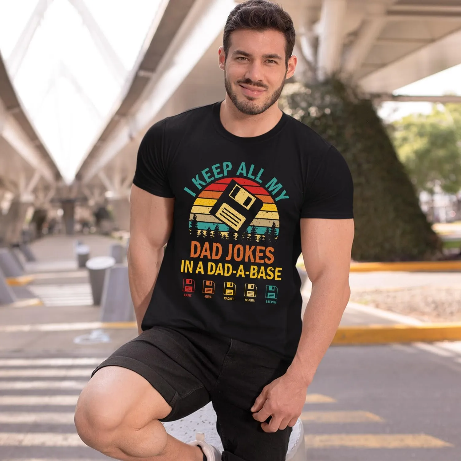 Personalized Dad Jokes Shirt, Dad Shirts for Men, I Keep All My Dad Jokes in A Dad-A-Base, Funny Dad Jokes in