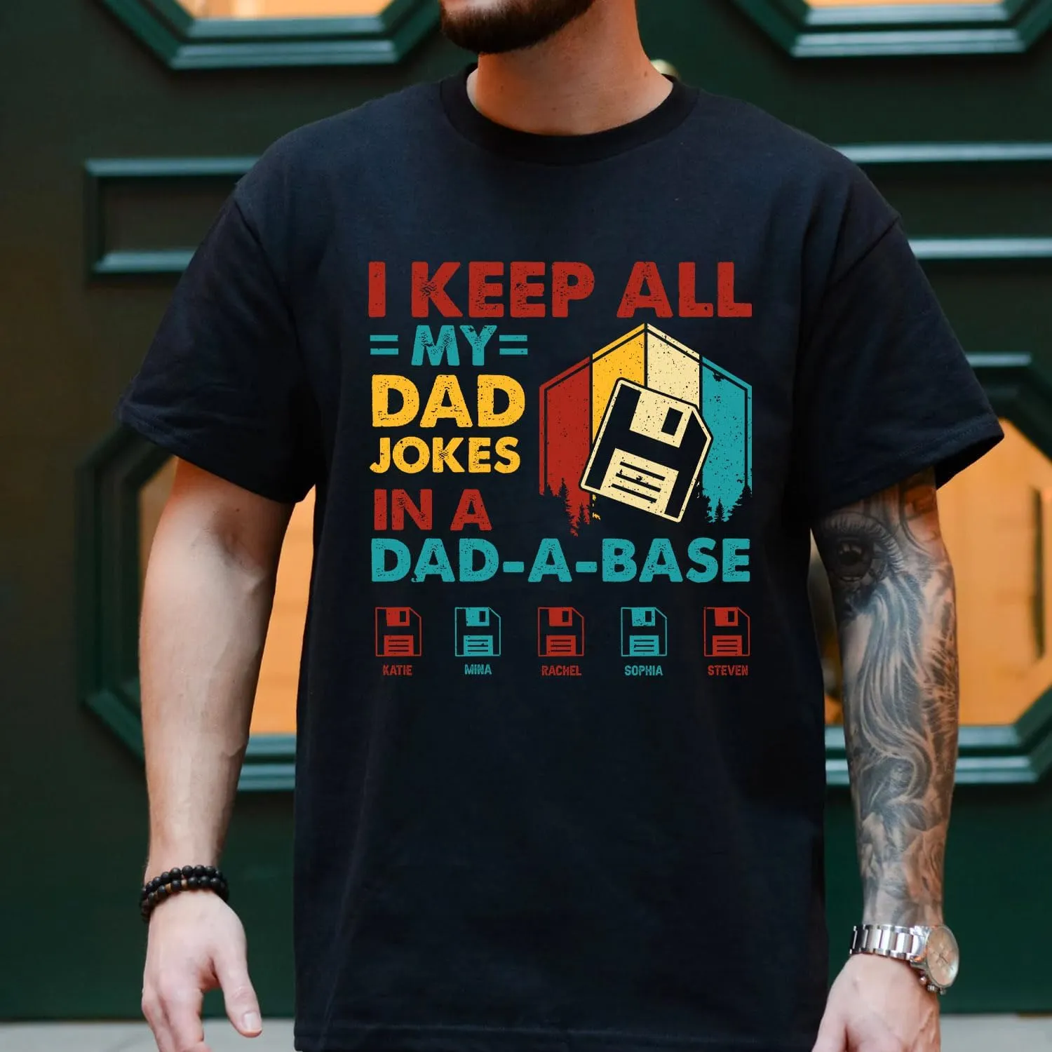Personalized Dad Jokes Shirt, Dad Shirts for Men, I Keep All My Dad Jokes in A Dad-A-Base, Funny Dad Jokes in