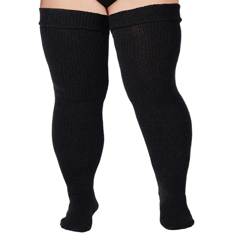 Plus Size Womens Thigh High Socks for Thick Thighs- Extra Long & Thick Over the Knee Stockings- Leg Warmer Boot Socks