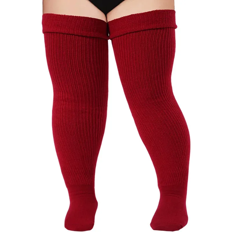 Plus Size Womens Thigh High Socks for Thick Thighs- Extra Long & Thick Over the Knee Stockings- Leg Warmer Boot Socks