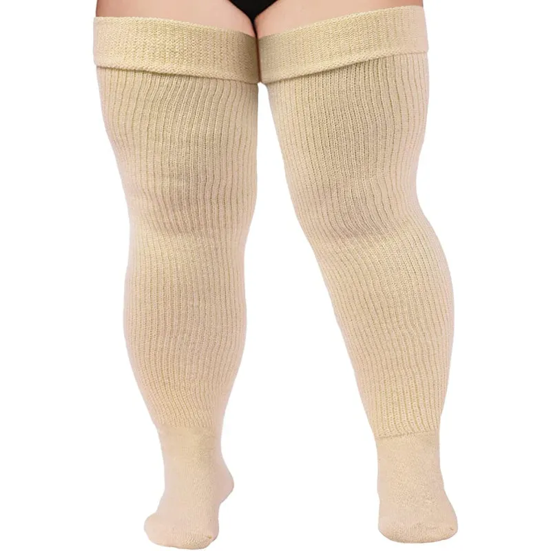 Plus Size Womens Thigh High Socks for Thick Thighs- Extra Long & Thick Over the Knee Stockings- Leg Warmer Boot Socks