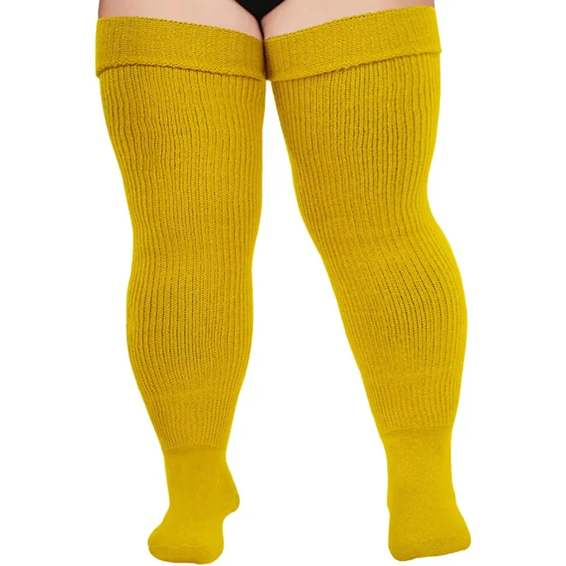 Plus Size Womens Thigh High Socks for Thick Thighs- Extra Long & Thick Over the Knee Stockings- Leg Warmer Boot Socks