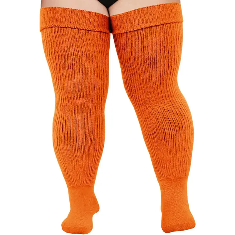 Plus Size Womens Thigh High Socks for Thick Thighs- Extra Long & Thick Over the Knee Stockings- Leg Warmer Boot Socks