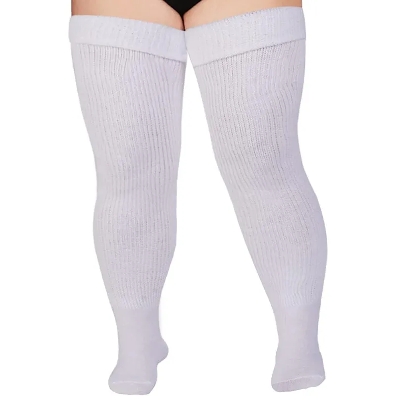 Plus Size Womens Thigh High Socks for Thick Thighs- Extra Long & Thick Over the Knee Stockings- Leg Warmer Boot Socks