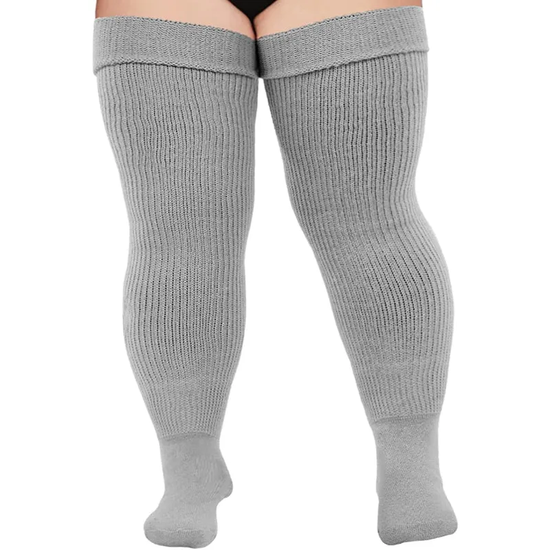 Plus Size Womens Thigh High Socks for Thick Thighs- Extra Long & Thick Over the Knee Stockings- Leg Warmer Boot Socks