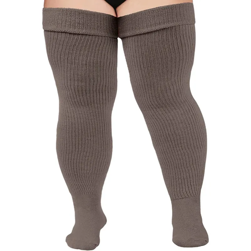 Plus Size Womens Thigh High Socks for Thick Thighs- Extra Long & Thick Over the Knee Stockings- Leg Warmer Boot Socks