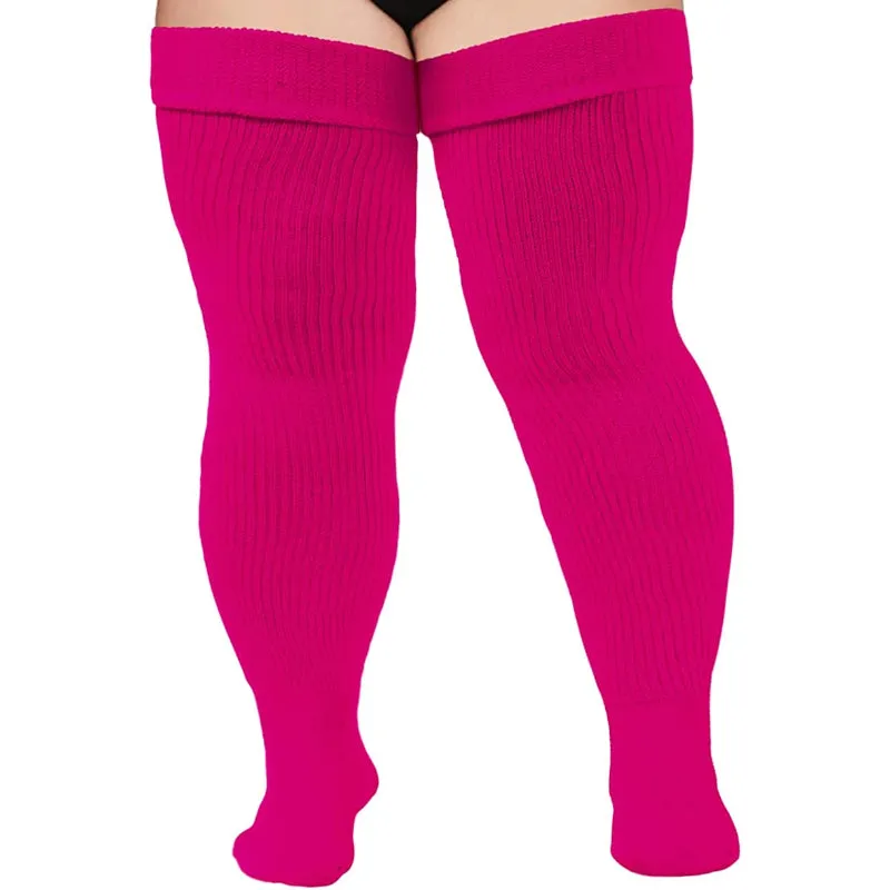Plus Size Womens Thigh High Socks for Thick Thighs- Extra Long & Thick Over the Knee Stockings- Leg Warmer Boot Socks