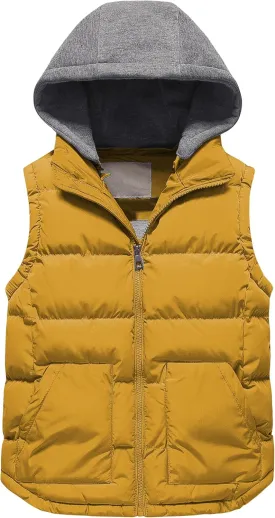 Pursky Girl's and Boy's Warm Puffer Vest Coat Water Resistant Sleeveless Jacket With Detachable Hood for 6-14Y