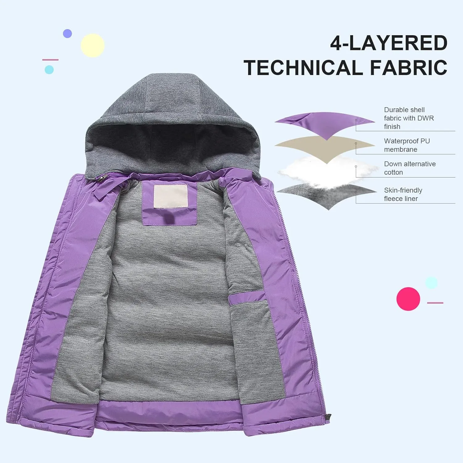 Pursky Girl's and Boy's Warm Puffer Vest Coat Water Resistant Sleeveless Jacket With Detachable Hood for 6-14Y