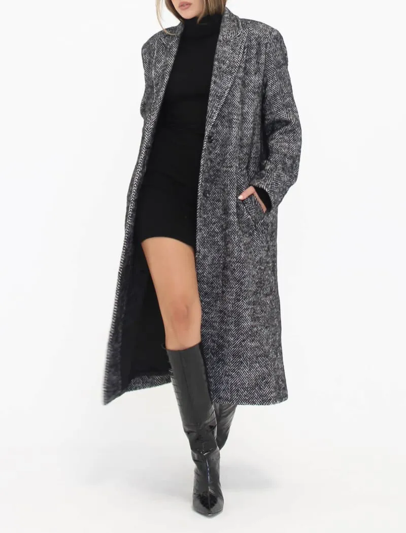 Sinatra Coat | Black Herringbone