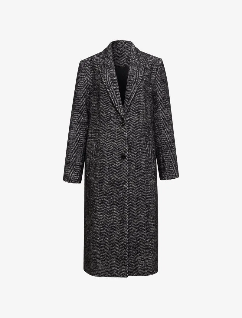 Sinatra Coat | Black Herringbone