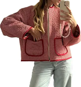 SOLILOQUY Women Y2K Boho Floral Quilted Jacket Crop Lightweight Vintage Long Sleeve Cardigan Fall Winter Puffer Padded Coat
