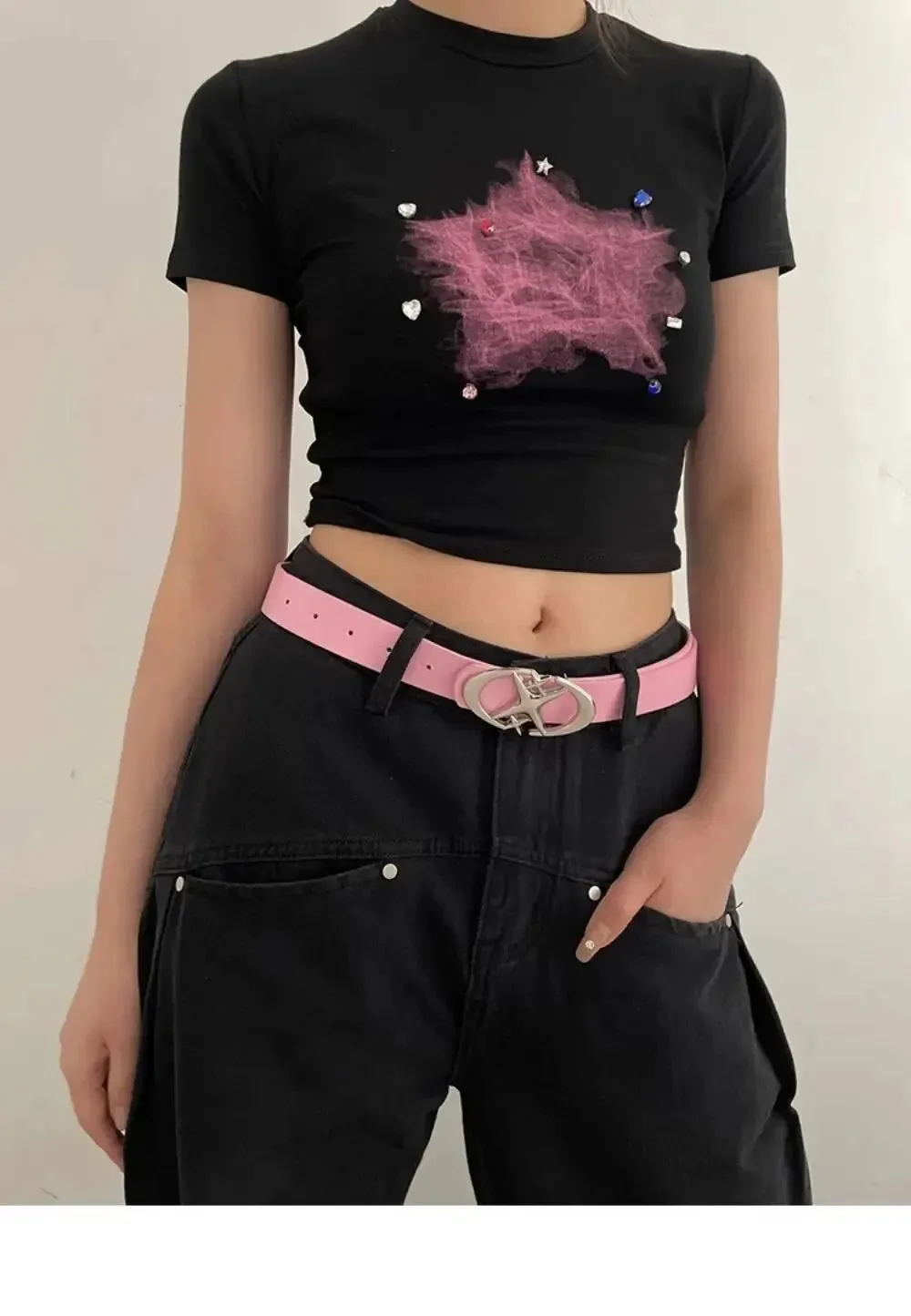 Women Belt Punk Star Buckle Belt Design Cross Metal Vintage Gothic Men Women Y2K Belt Pu Leather Waistband Pants Jeans Lady Belt