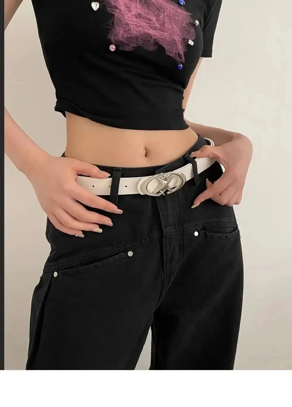 Women Belt Punk Star Buckle Belt Design Cross Metal Vintage Gothic Men Women Y2K Belt Pu Leather Waistband Pants Jeans Lady Belt