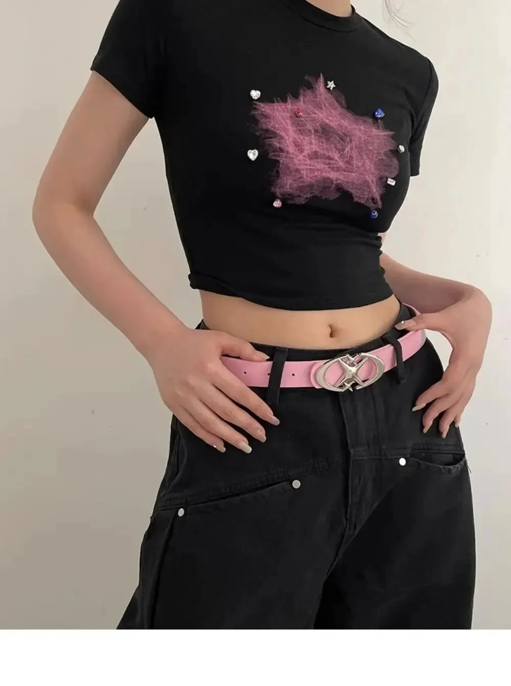 Women Belt Punk Star Buckle Belt Design Cross Metal Vintage Gothic Men Women Y2K Belt Pu Leather Waistband Pants Jeans Lady Belt