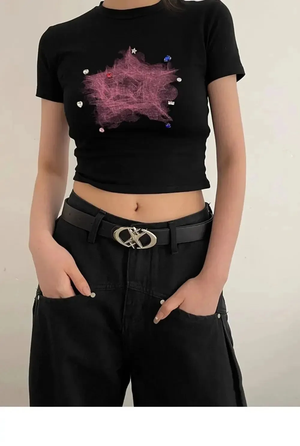 Women Belt Punk Star Buckle Belt Design Cross Metal Vintage Gothic Men Women Y2K Belt Pu Leather Waistband Pants Jeans Lady Belt
