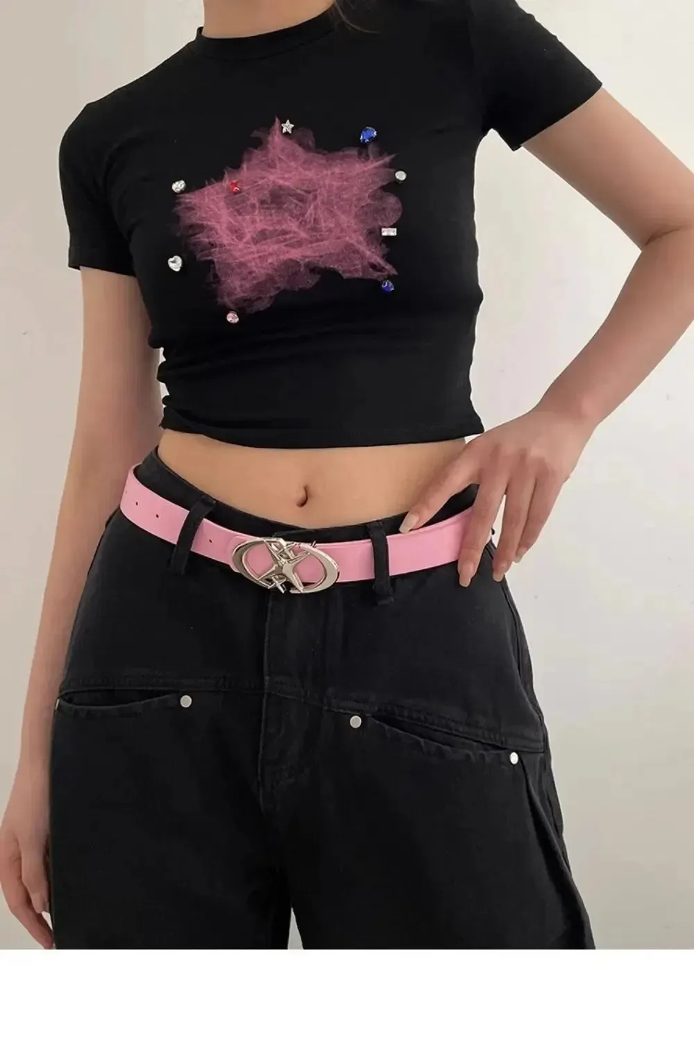 Women Belt Punk Star Buckle Belt Design Cross Metal Vintage Gothic Men Women Y2K Belt Pu Leather Waistband Pants Jeans Lady Belt