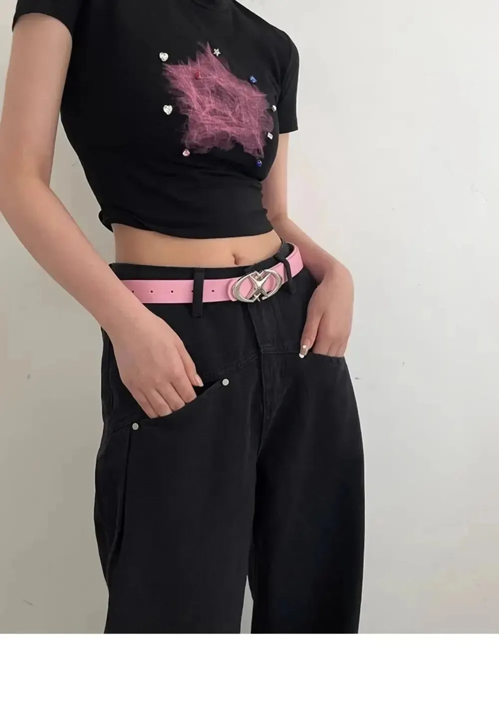 Women Belt Punk Star Buckle Belt Design Cross Metal Vintage Gothic Men Women Y2K Belt Pu Leather Waistband Pants Jeans Lady Belt