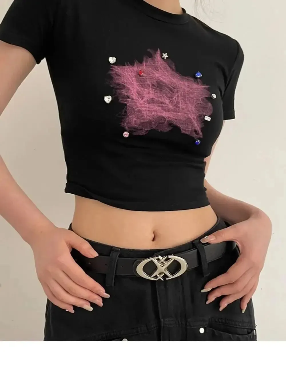 Women Belt Punk Star Buckle Belt Design Cross Metal Vintage Gothic Men Women Y2K Belt Pu Leather Waistband Pants Jeans Lady Belt