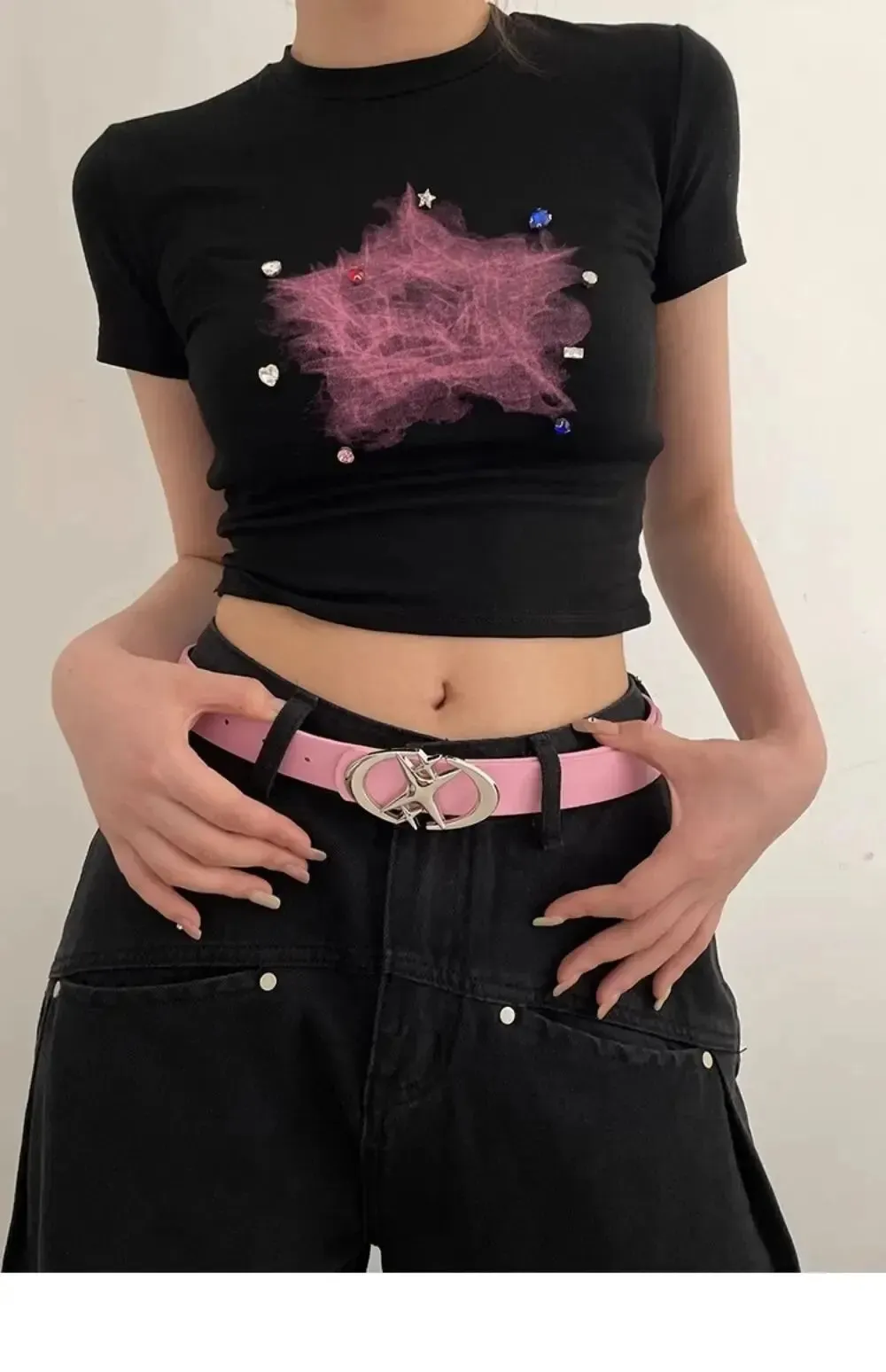 Women Belt Punk Star Buckle Belt Design Cross Metal Vintage Gothic Men Women Y2K Belt Pu Leather Waistband Pants Jeans Lady Belt