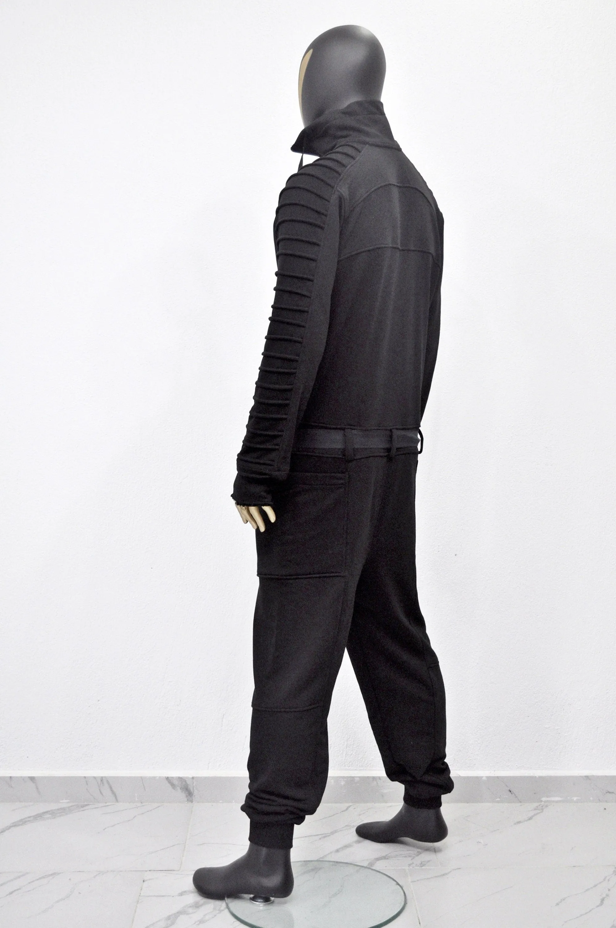 XS - 8XL Men's Black Overall Jumpsuit,Sci-fi Cosplay Flight Suit,Rave Regalo Moch,Cyberpunk/Futuristic Jacket,Gothic Hoodie/PLUS SIZE-BB0155