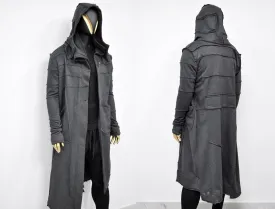 XS-8XL Quilted Sleeves and Back Overlong Cardigan JACKET,Cyber Goth Jacket,Asymmetric Punk Cosplay, Futuristic- Apocalyptic Dystopian-BB155