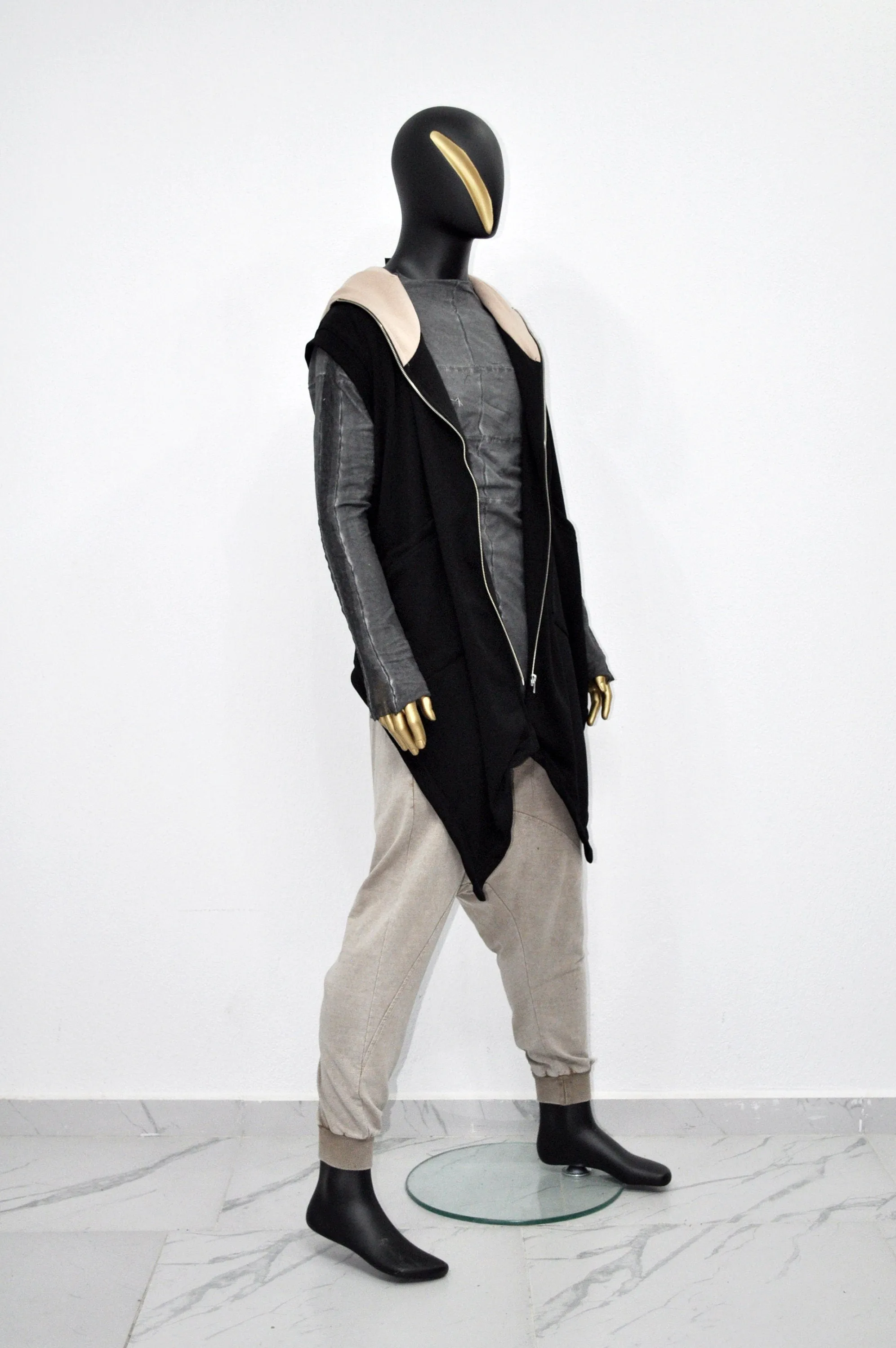 XS - 8XL Unisex Sleeveless Hooded Cardigan Black,Cozy Waistcoat Sweater,Long Loose Soft, Japanese Oversized Shawl,Asymmetrical Vest-BB165