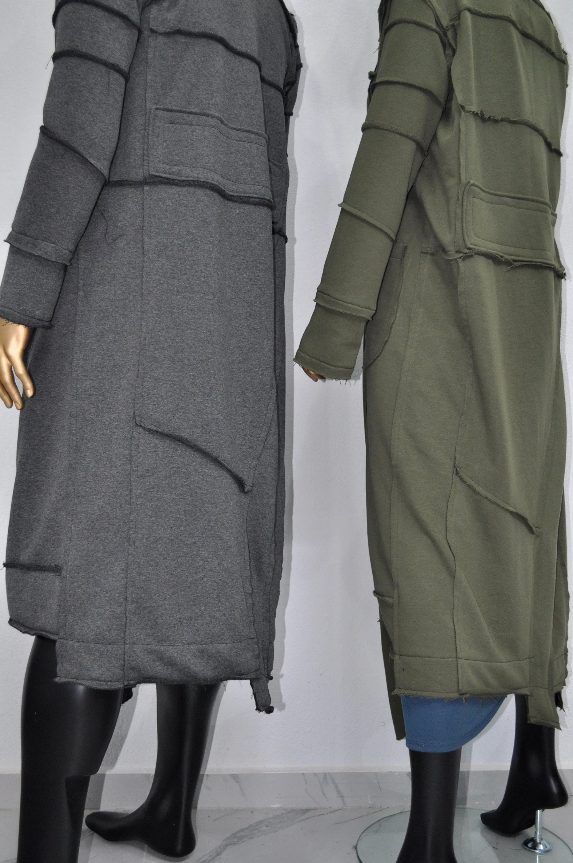 XXS-8XL Women Men Quilted Sleeves Overlong Cardigan JACKET,Cyber Goth Jacket,Asymmetric Punk Cosplay, Futuristic-Apocalyptic Dystopian-BB155
