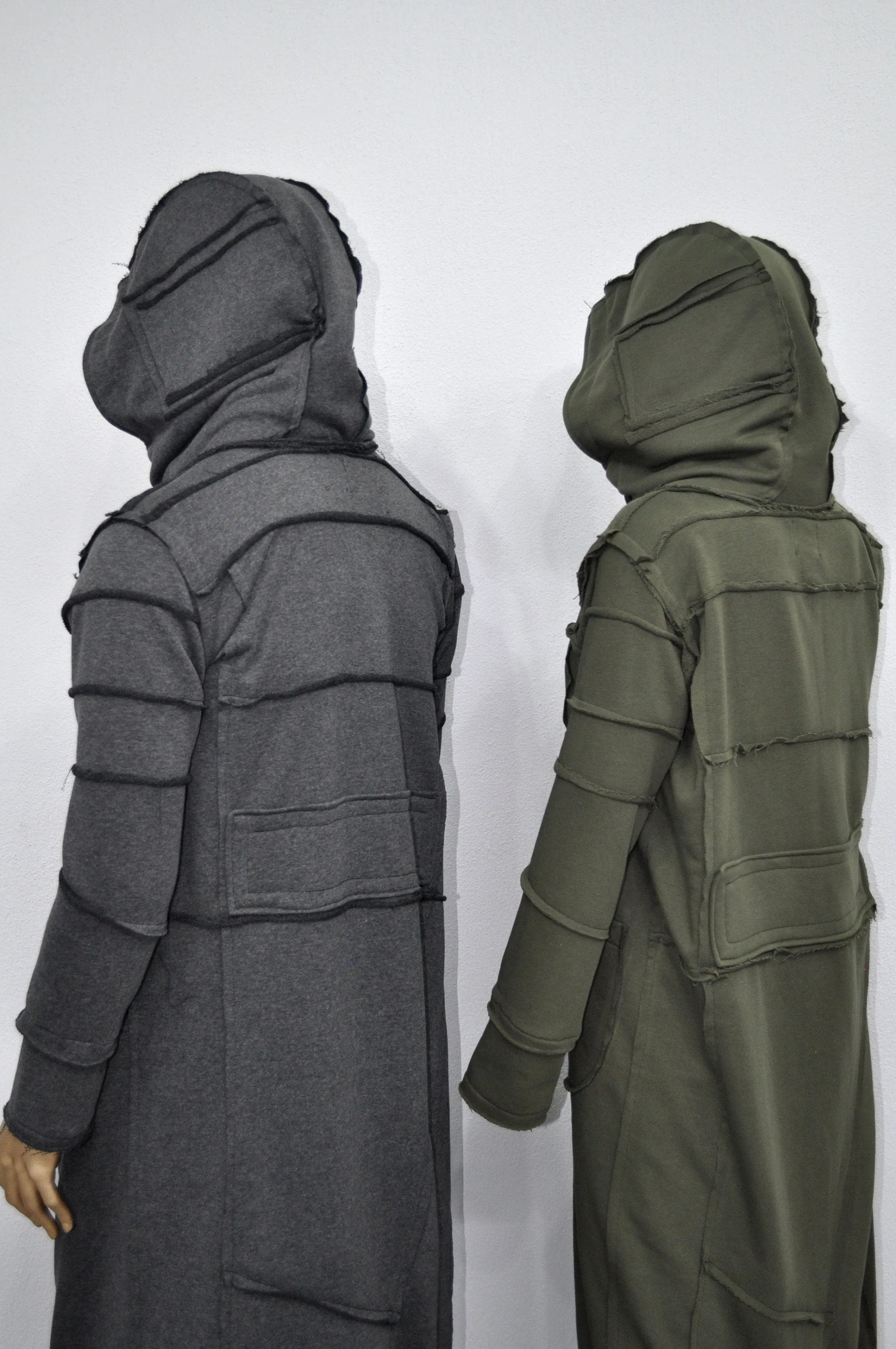 XXS-8XL Women Men Quilted Sleeves Overlong Cardigan JACKET,Cyber Goth Jacket,Asymmetric Punk Cosplay, Futuristic-Apocalyptic Dystopian-BB155