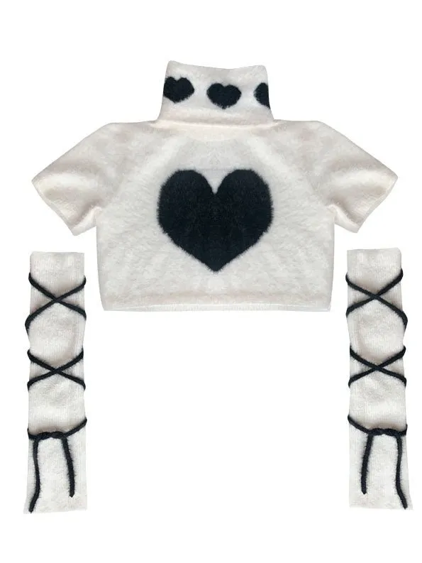 Y2K Knitted Turtleneck Top & ArmWarmer【s0000000298】
