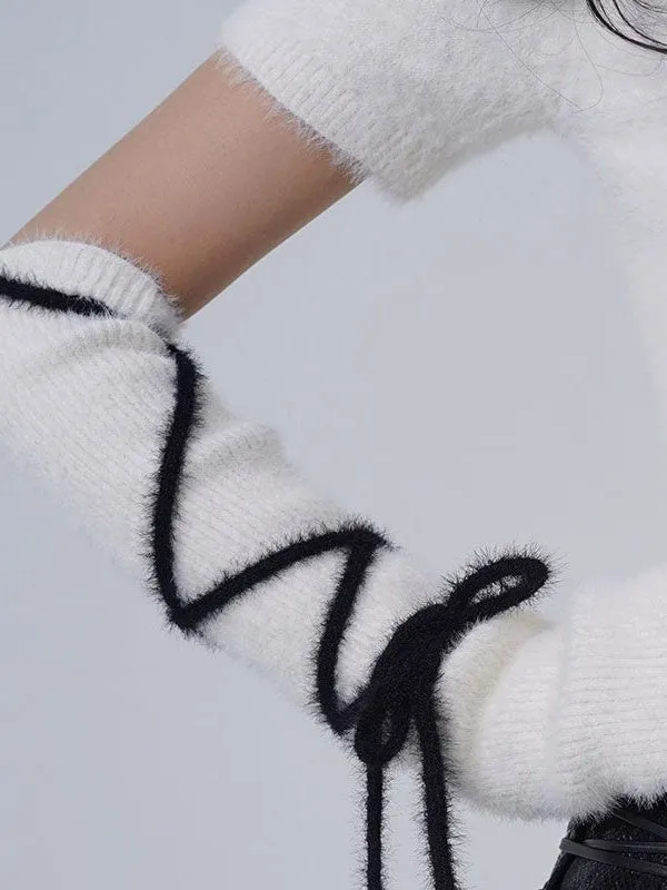 Y2K Knitted Turtleneck Top & ArmWarmer【s0000000298】