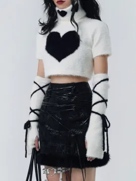 Y2K Knitted Turtleneck Top & ArmWarmer【s0000000298】