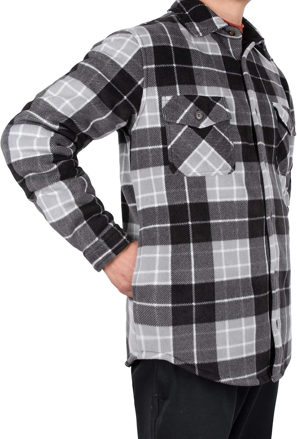 ZENTHACE Men's Warm Sherpa Lined Fleece Plaid Flannel Shirt Jacket(All Sherpa Fleece Lined)