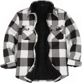 ZENTHACE Men's Warm Sherpa Lined Fleece Plaid Flannel Shirt Jacket(All Sherpa Fleece Lined)