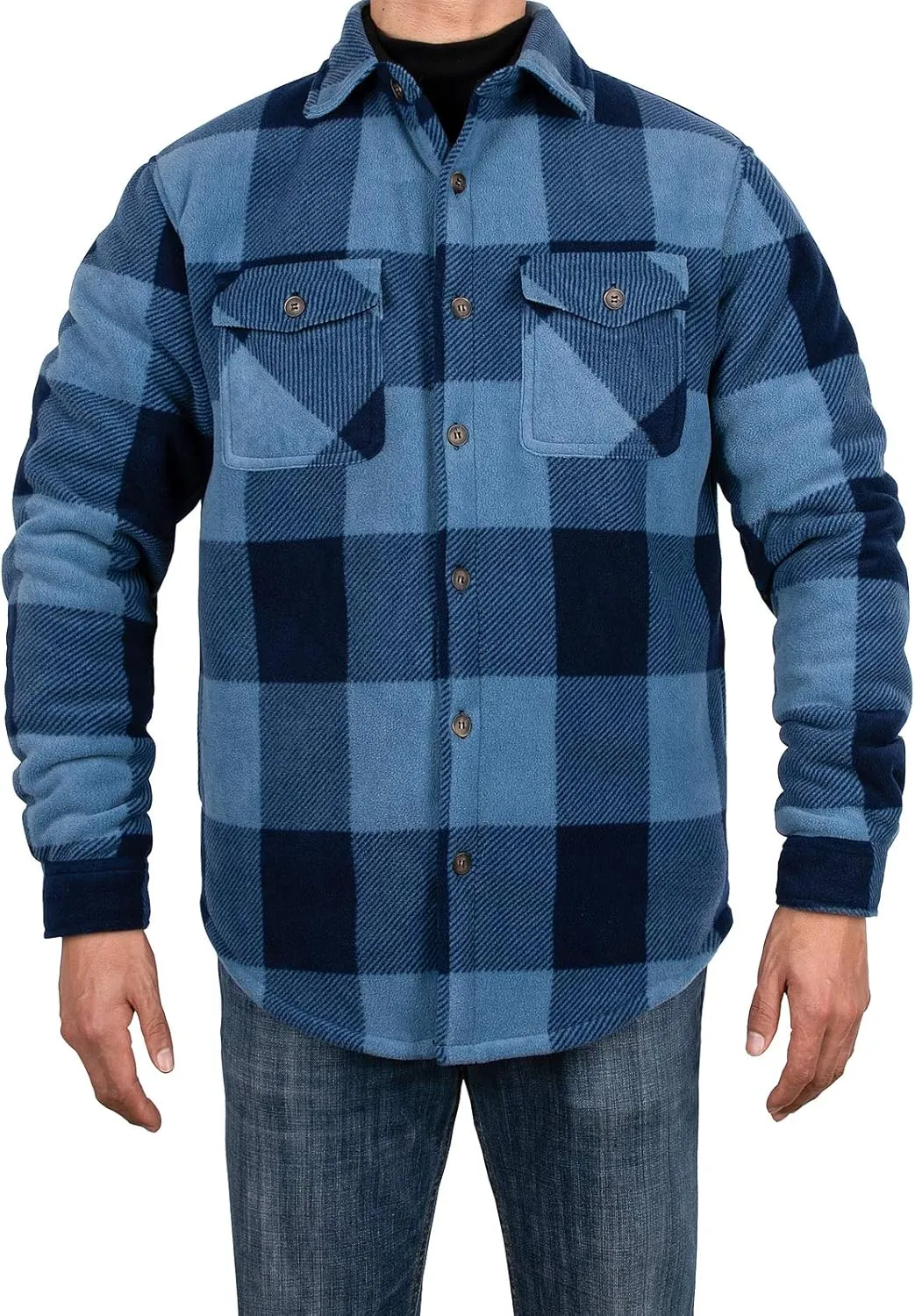 ZENTHACE Men's Warm Sherpa Lined Fleece Plaid Flannel Shirt Jacket(All Sherpa Fleece Lined)